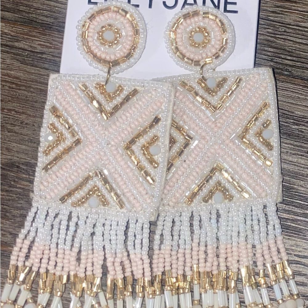 Neutral Strand Statement Earrings - NEW - Picture 2 of 3